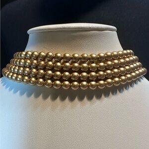 Vintage Matte Gold Bead Four Strand Choker- Stunning and Excellent Condition